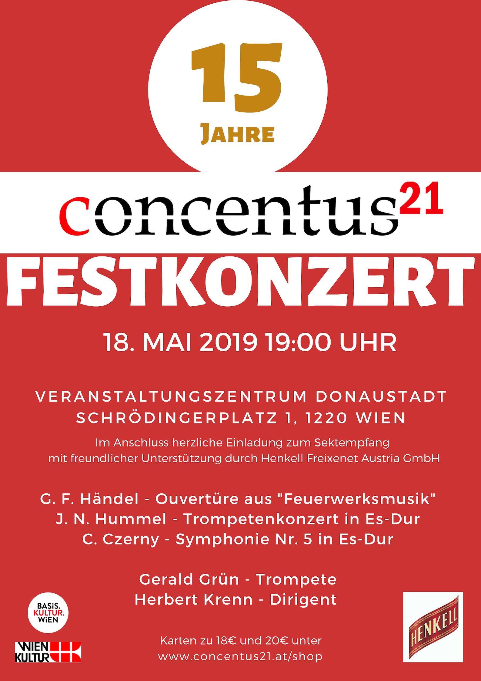 Plakat Jubiläumskonzert 15 Jahre Concentus21